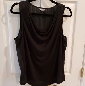 Black scoop neck top with silk back